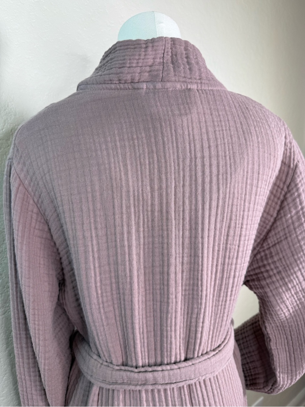 Parachute Robe Waffle Textured Cotton Gauze Kimono Belted 3/4 Sleeve SMALL EUC - Picture 4 of 16